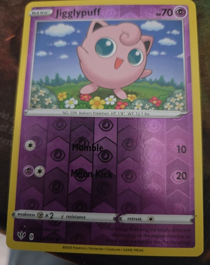 2020 Pokémon Sword & Shield Darkness Ablaze #067 Jigglypuff — front
