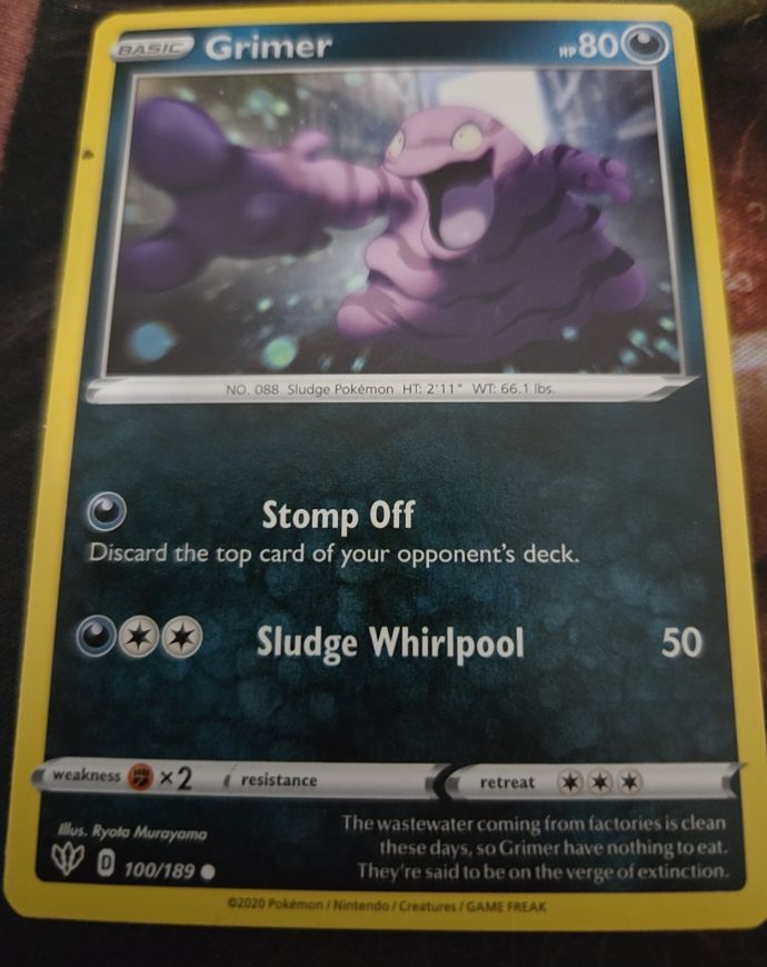 2020 Pokémon Sword & Shield Darkness Ablaze #100 Grimer — front