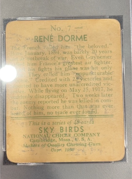 1933 National Chicle Sky Birds #7 René Dorme — front