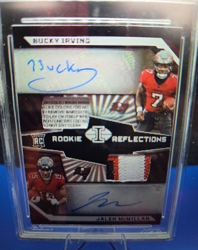 2024 Panini Illusions Rookie Reflections Dual Patch Autographs Bucky Irving / Jalen McMillan — front