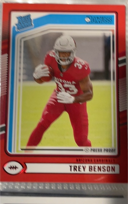 2024 Donruss #326 Trey Benson Press Proof Red Arizona Cardinals — front