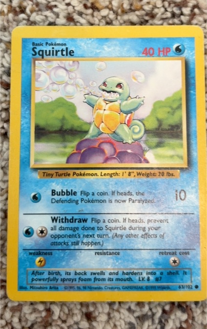 1999 Pokémon #63 Squirtle — front