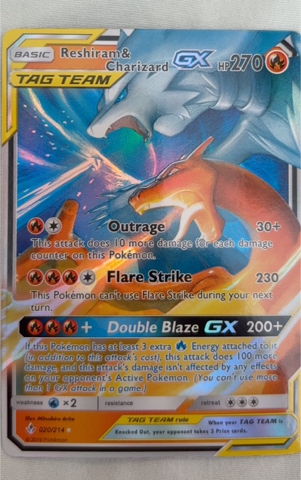 2019 Pokémon #20 Reshiram & Charizard GX — front
