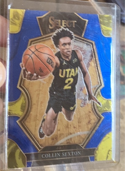 2022-23 Panini Select Premier Level Blue Prizm #123 Collin Sexton — front