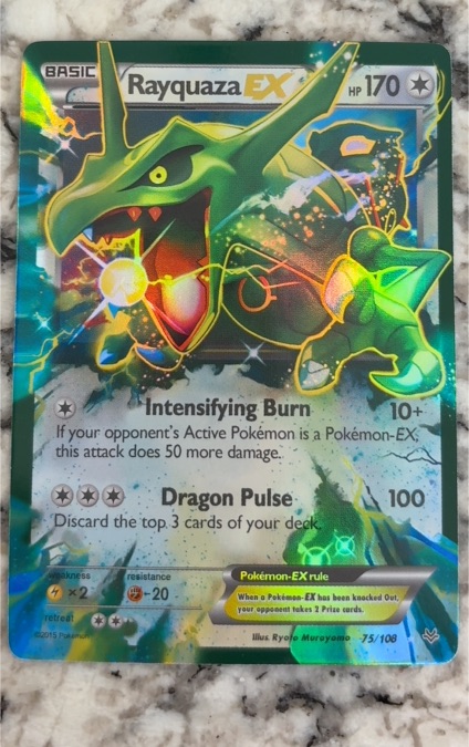 2015 Pokémon XY Roaring Skies #75 Rayquaza EX — front