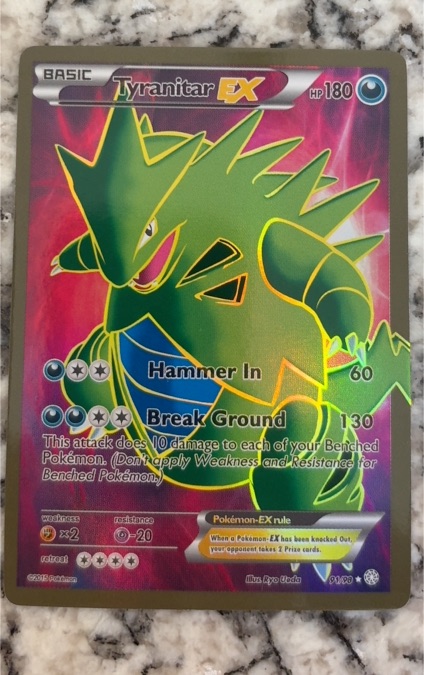 2015 Pokémon XY Ancient Origins #91 Tyranitar EX — front