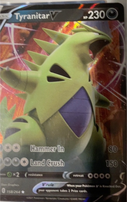 2021 Pokémon Fusion Strike #158 Tyranitar V — front