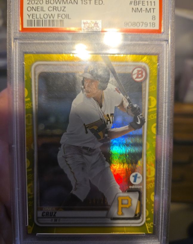 2020 Bowman 1st Edition #BFE111 Oneil Cruz Yellow Foil — front
