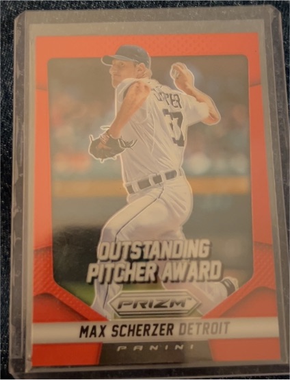2014 Panini Prizm Outstanding Pitcher Award Max Scherzer — front