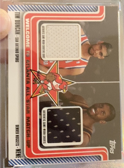 2003-04 Topps Welcome to Atlanta Dual Relic Tim Duncan / Mike Bibby #WA-3 — front