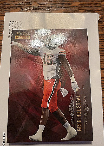 2021 Wild Card Matte #MBC-19 Greg Rousseau — front