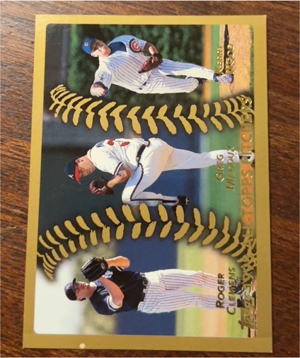 1999 Topps #460 Roger Clemens/Greg Maddux/Kerry Wood — front