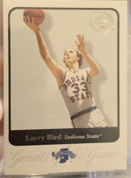 2001 Fleer Greats of the Game #49 Larry Bird Indiana State Sycamores — front