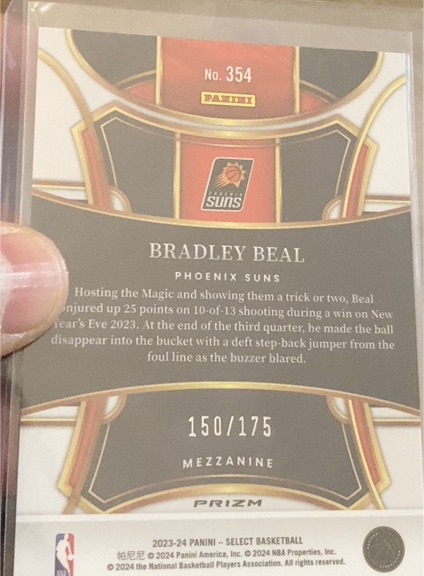 2023-24 Panini Select Mezzanine #354 Bradley Beal — front