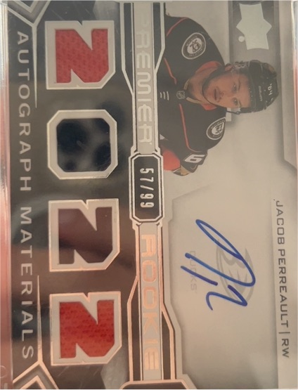 2022-23 Upper Deck Premier Rookie Auto Materials #PRA-JP Jacob Perreault — front