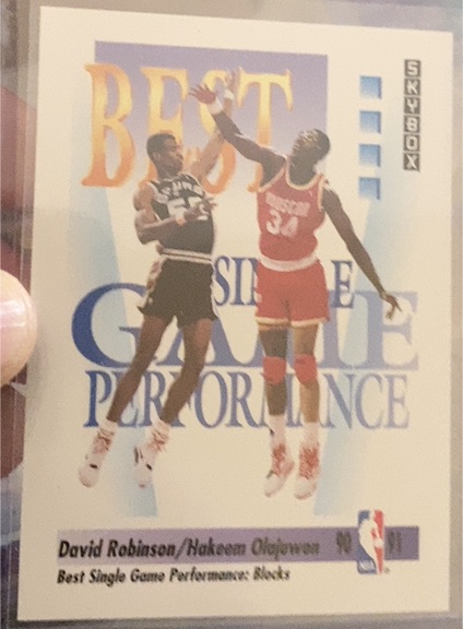 1991-92 SkyBox #311 David Robinson/Hakeem Olajuwon — front