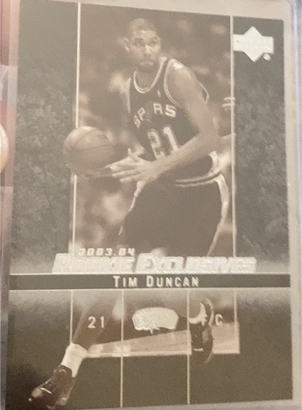 2003-04 Upper Deck Rookie Exclusives #21 Tim Duncan — front