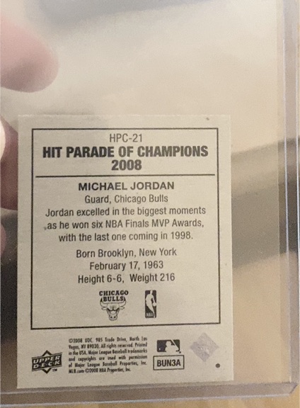 2008 Upper Deck Hit Parade of Champions #HPC-21 Michael Jordan — front