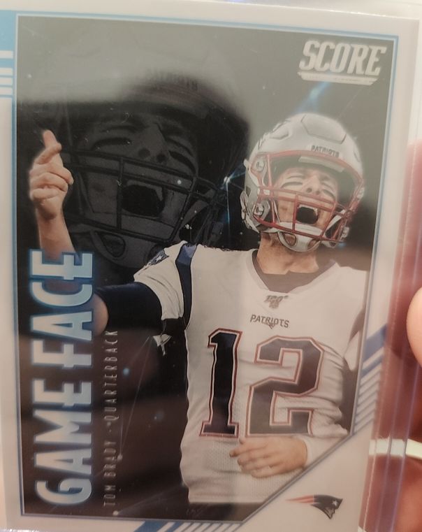 2019 Score Game Face #GF-1 Tom Brady — front