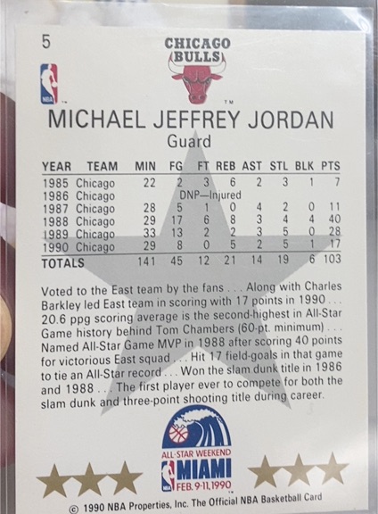 1990 NBA #5 Michael Jeffrey Jordan — front