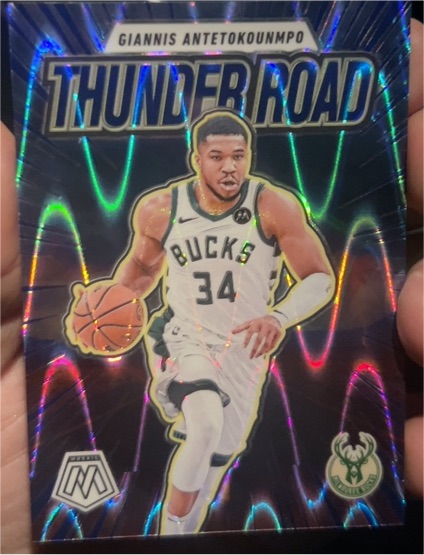 2020 Panini Mosaic Thunder Road #THU-GIA Giannis Antetokounmpo — front