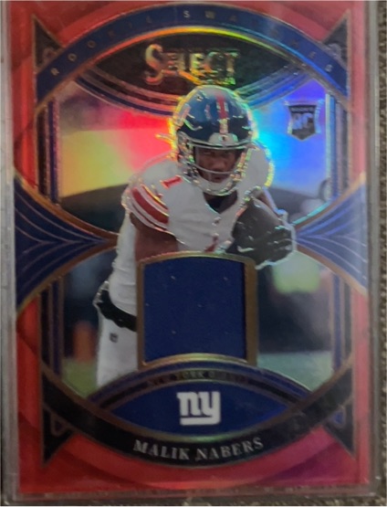2024 Panini Select #RS-MNS Malik Nabers Rookie Swatches Red Prizm — front