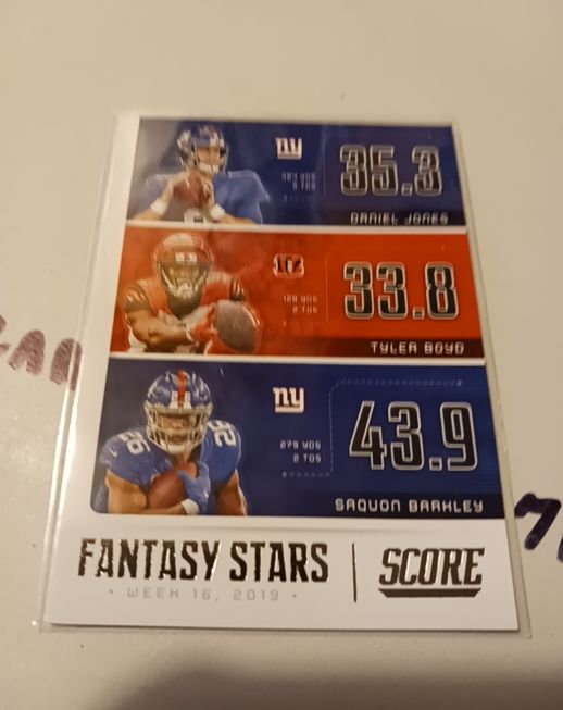 2020 Panini Score Fantasy Stars #FS-DTS Daniel Jones Tyler Boyd Saquon Barkley — front