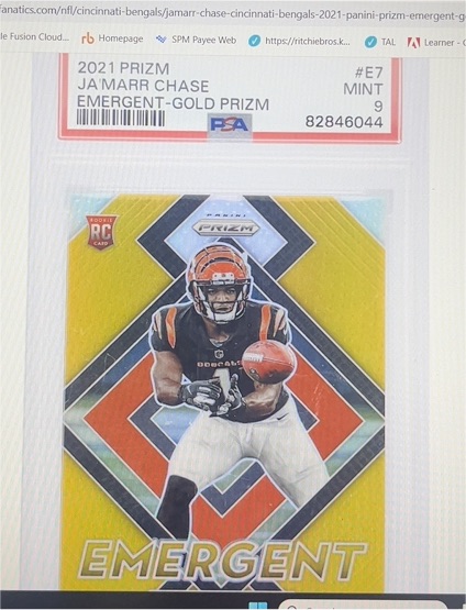 2021 Panini Prizm #E7 Ja'Marr Chase Emergent-Gold Prizm — front