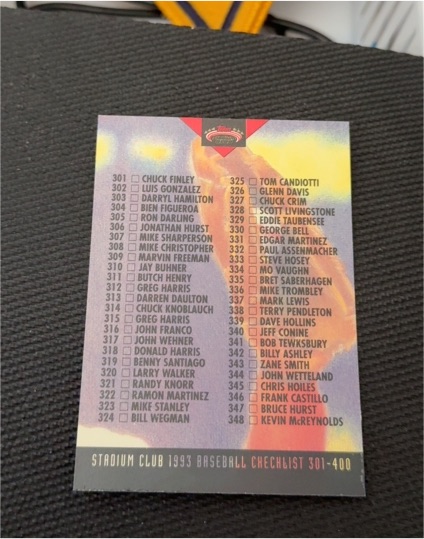 1993 Topps Stadium Club #588 Checklist 301-400 — front