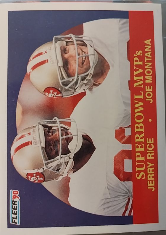 1990 Fleer #397 Superbowl MVP's (Jerry Rice / Joe Montana) — front