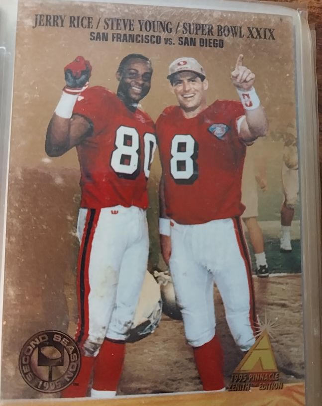 1995 Pinnacle Zenith Second Season #SS25 Jerry Rice / Steve Young — front