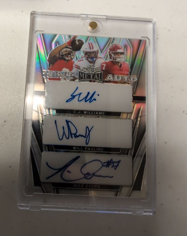 2024 Leaf Metal Triple Auto RC C.J. Williams Will Pauling Nick Evers — front