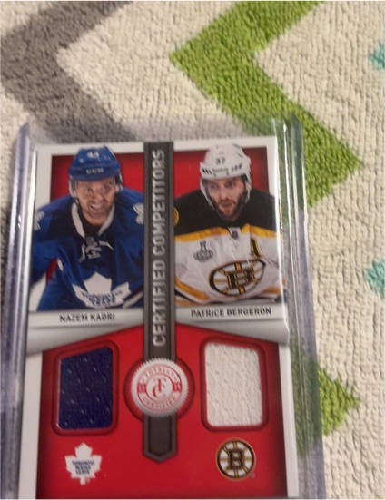 2013-14 Panini Totally Certified Competitors Dual Jersey #CC-NB Nazem Kadri Patrice Bergeron — front