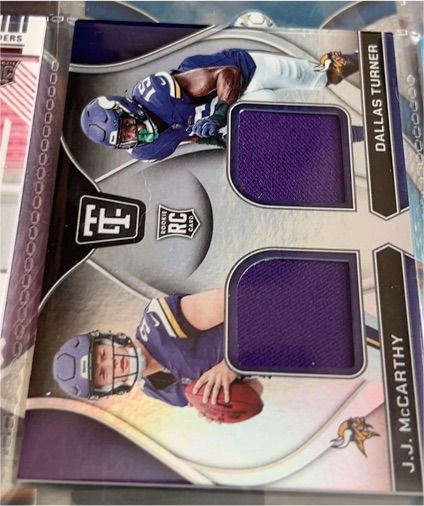 2024 Panini Totally Certified Rookie Dual Patch Relic #RDS-MIN J.J. McCarthy / Dallas Turner — front