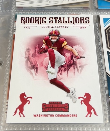 2024 Panini Contenders #20 Luke McCaffrey Rookie Stallions — front