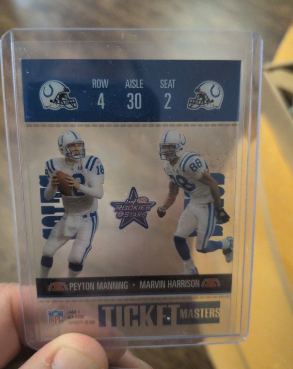 2003 Leaf Rookies & Stars Ticket Masters #TM-13 Peyton Manning Marvin Harrison — front