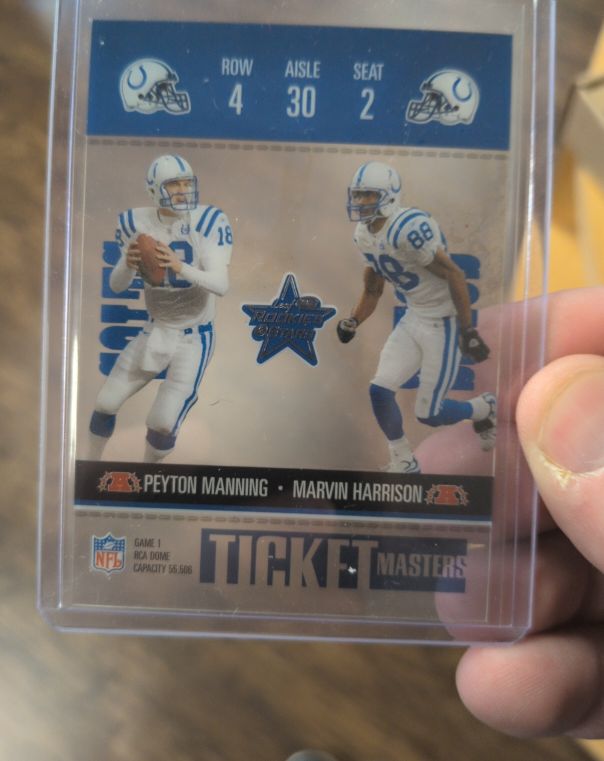 2003 Leaf Rookies & Stars Ticket Masters #TM16 Peyton Manning/Marvin Harrison — front