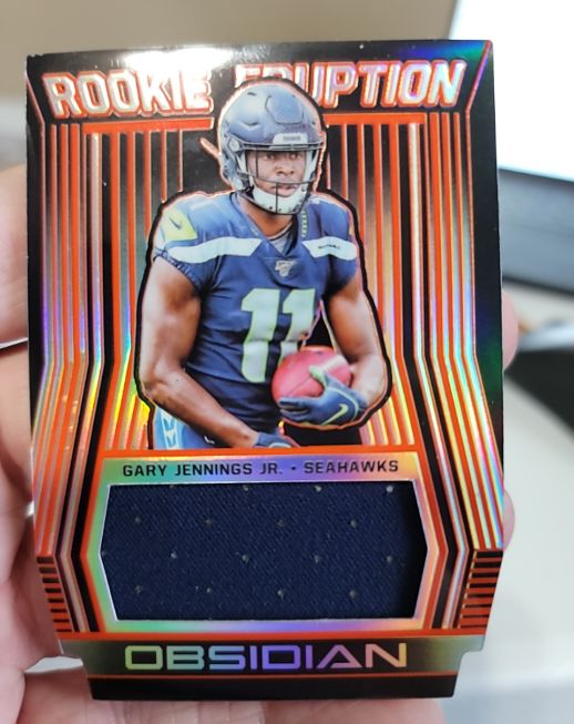 2019 Panini Obsidian #RE-33 Gary Jennings Jr. Rookie Eruption Patch — front