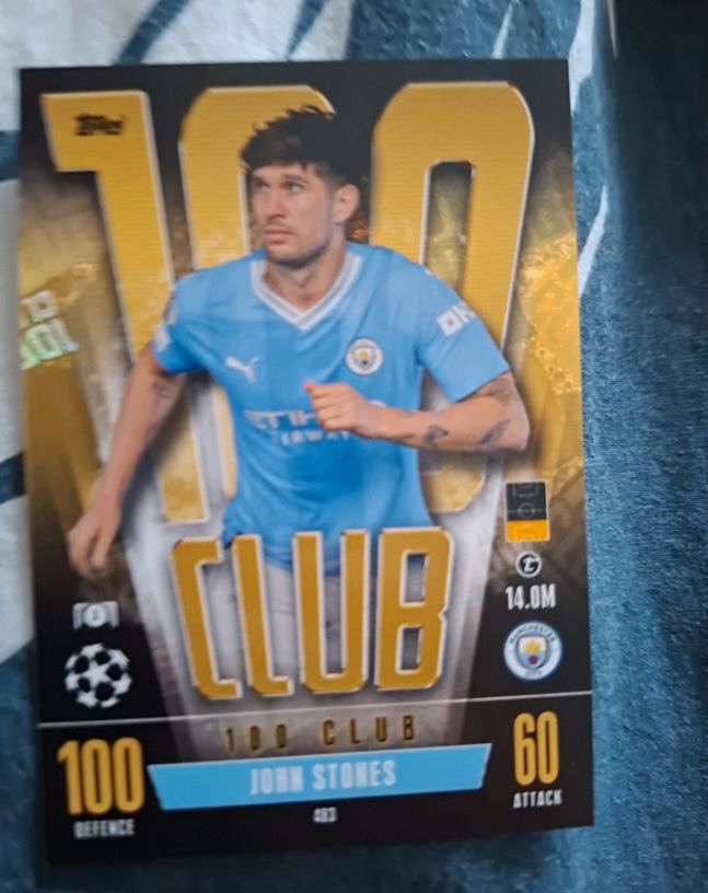 2023-24 Topps Match Attax UEFA #483 John Stones 100 Club — front