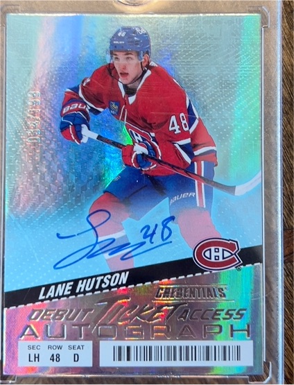 2024-25 Upper Deck Credentials #126 Lane Hutson Debut Ticket Access Autograph — front