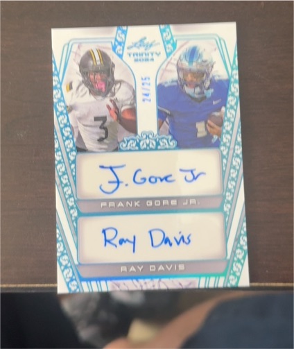 2024 Leaf Trinity #24/25 Frank Gore Jr. / Ray Davis Dual Auto — front