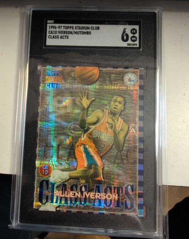 1996-97 Topps Stadium Club #CA10 Allen Iverson/Mutombo Class Acts Atomic Refractor — front