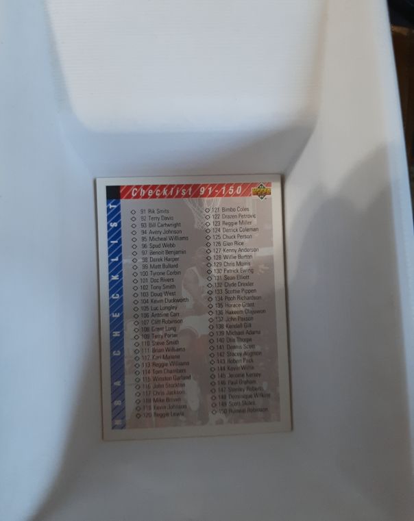 1992-93 Upper Deck Basketball Checklist #91-150 — front