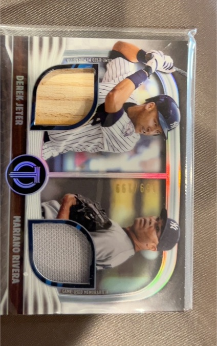 2022 Topps Tribute Dual Player Relics Derek Jeter / Mariano Rivera — front