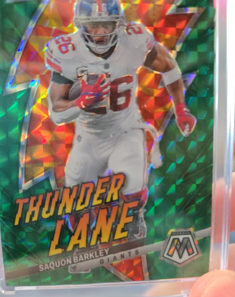2023 Panini Mosaic Thunder Lane Green Mosaic Prizm #TL-SB Saquon Barkley — front