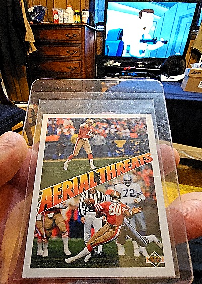 1991 Upper Deck #35 Joe Montana/Jerry Rice Aerial Threats — front