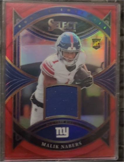 2024 Panini Select #RS-MNS Malik Nabers Rookie Swatches Red Prizm — front