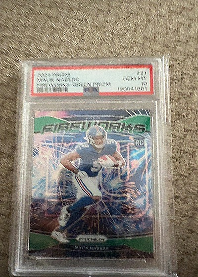 2024 Panini Prizm Fireworks #21 Malik Nabers Green Ice Rookie — front