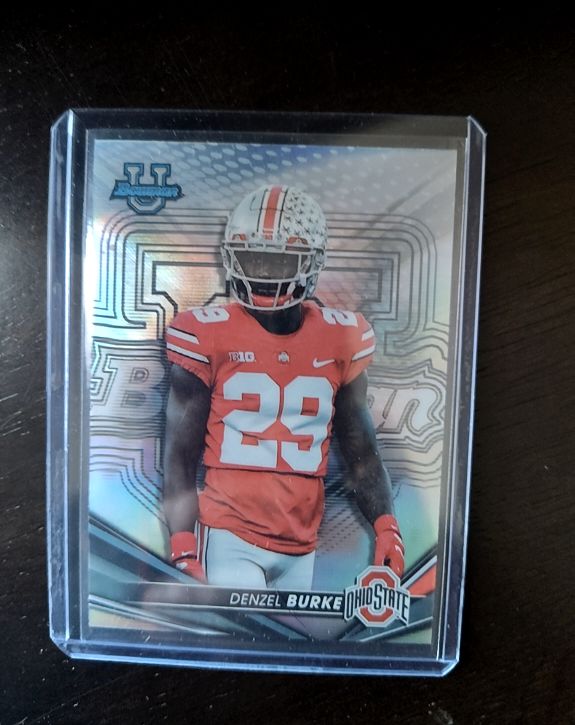 2022 Bowman's Best University #65 Denzel Burke Ohio State Buckeyes — front