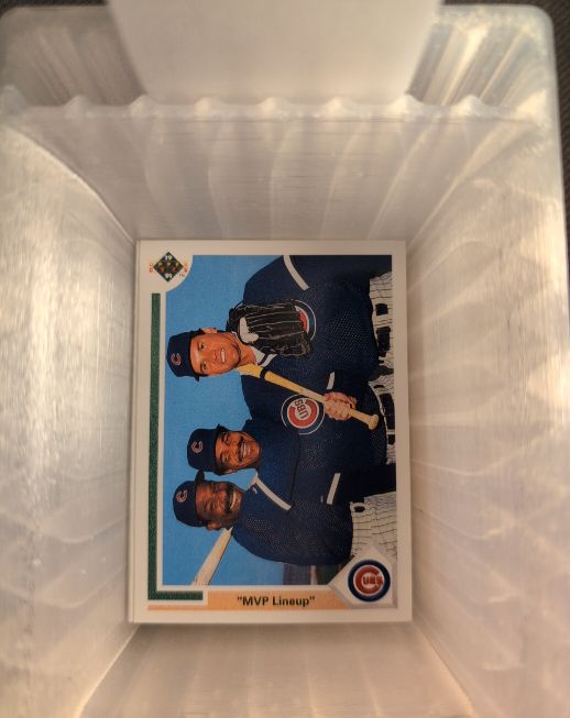 1991 Upper Deck #725 MVP Lineup Ryne Sandberg, Andre Dawson, George Bell — front